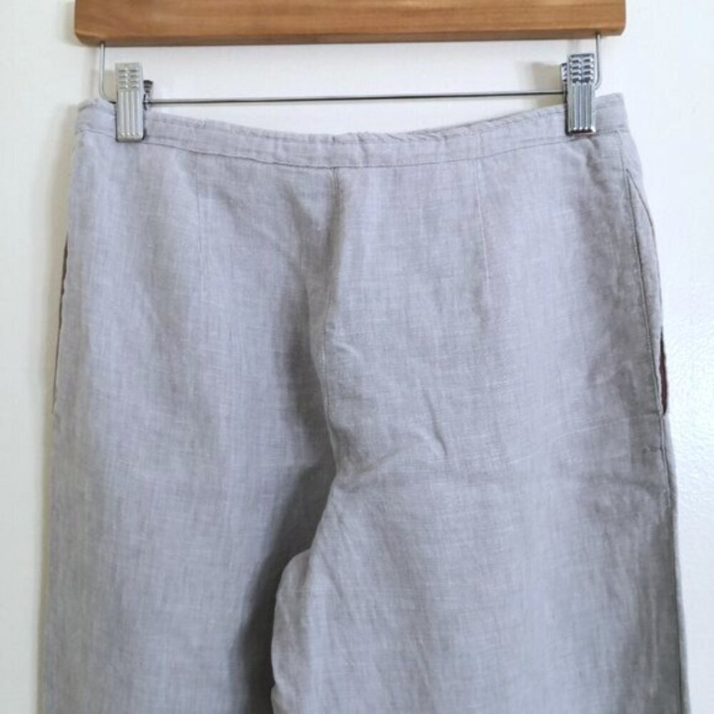 Express 100% Linen Light Gray Drawstring Pants Si… - image 5